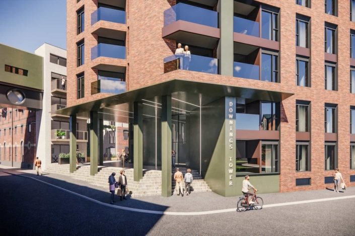 The Downings Apartments Building Entrance CGI